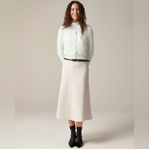 NWT J CREW A-line circle skirt in double-cloth wool blend in Bone - Picture 2 of 9